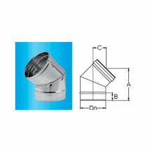 F309945040080 INOX DIMOVODNO KOLJENO Ø 80 od 45  za dimovodnu cijev od nehrđajućeg čelika s jednom stijenkom art. 4504 Fibrotubi