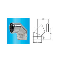 F309945050140 INOX DIMOVODNO KOLJENO Ø 140 od 90  za dimovodnu cijev od nehrđajućeg čelika s jednom stijenkom art. 4505 Fibrotubi