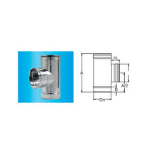 F309945060160 T-KOMAD OD NEHRĐAJUĆEG ČELIKA ŽENSKI Ø 160 od 90° nepropusni T.200 za dimnjak s jednom stijenkom art. 4506 Fibrotu...