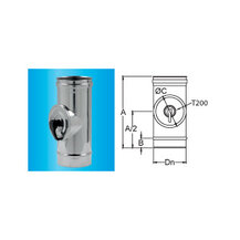 F309945370140 CIJEV ZA PREGLED OD NEHRĐAJUĆEG ČELIKA Ø 140 nepropusna s poklopcem T.200 za dimnjak s jednom stijenkom art. 4537 Fi...