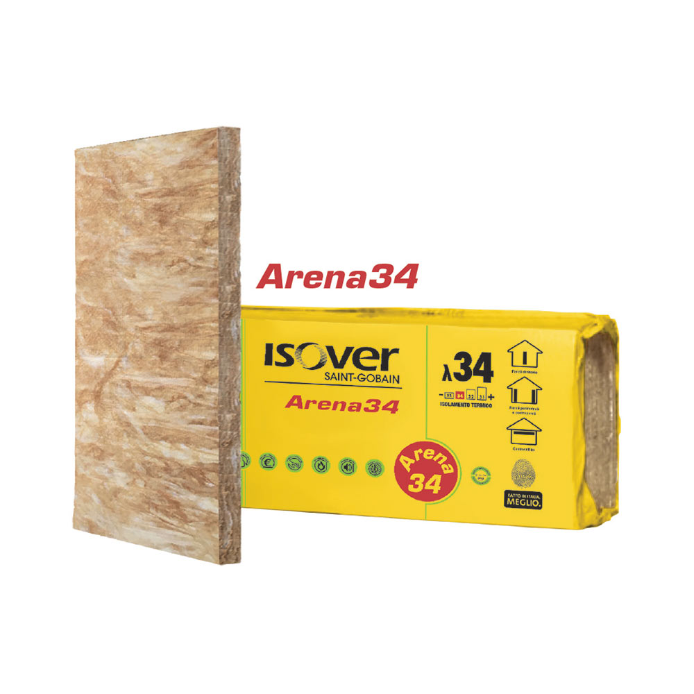 E38060004 ISOVER ARENA 34 MINERALNA VUNA debljine 45 mm 1 paket = 10,44 m2 1 paleta = 208,80 m2 art. 5200841780