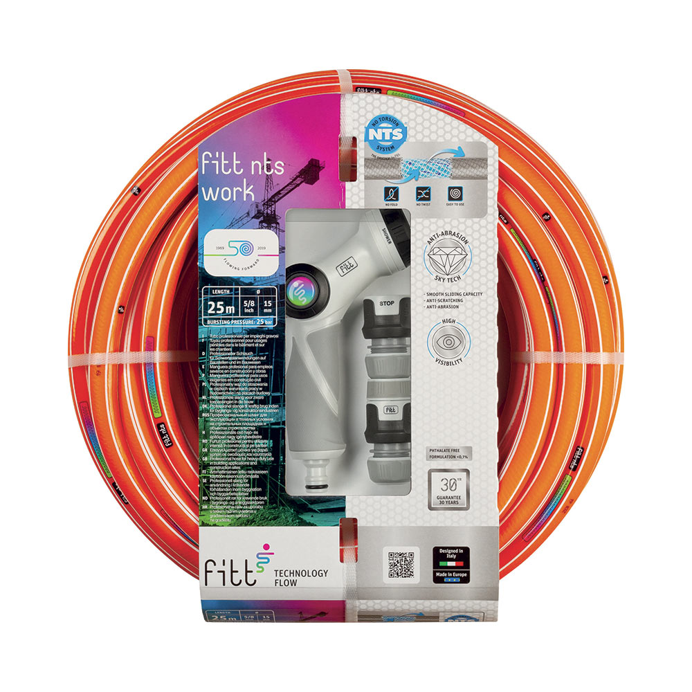 F3031WORK1525K CRIJEVO ZA NAVODNJAVANJE za gradilište od 25 m 15-5/8“ mm za vodu s KOMPLETOM PIŠTOLJ + PRIKLJUČCI za vodu NTS WORK...