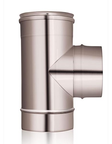 F309945060080 T-KOMAD OD NEHRĐAJUĆEG ČELIKA ŽENSKI Ø 80 od 90° nepropusni T.200 za dimnjak s jednom stijenkom art. 4506 Fibrotub...
