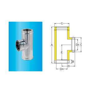 F309945550100 T-KOMAD OD NEHRĐAJUĆEG ČELIKA MUŠKI Ø 100 od 90  za dimovodnu cijev od nehrđajućeg čelika s dvije stijenke art....