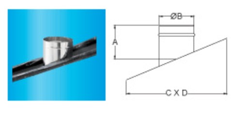 F309945830150 INOX OPŠAV DIMNJAKA NAGIBA 5 /30  BAZA OD OLOVA Ø 150 za dimovodnu cijev od nehrđajućeg čelika s dvije stijenke a...