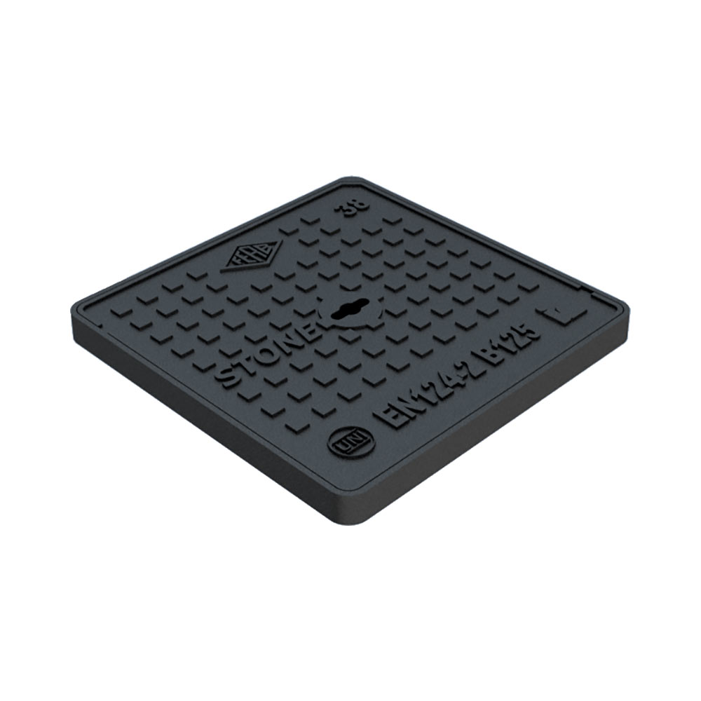 F31860013 POKLOPAC od LIJEVANOG ŽELJEZA klasa B125 serija STONE mjere vanjske 380 x 380 mm otvor bez okvira 302 x 302 mm visine 3...