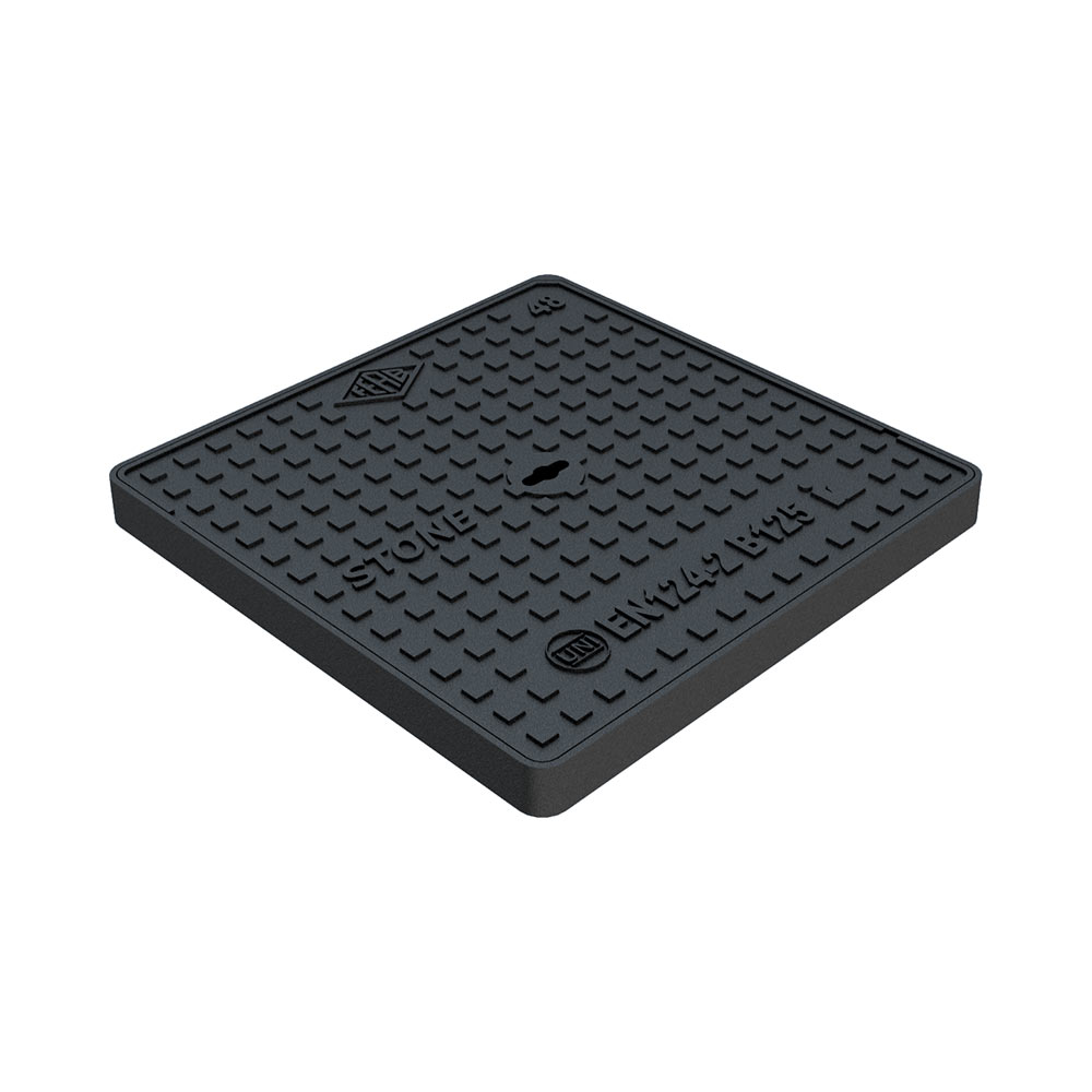 F31860014 POKLOPAC od LIJEVANOG ŽELJEZA klasa B125 serija STONE mjere vanjske 480 x 480 mm otvor bez okvira 404 x 404 mm visine 4...