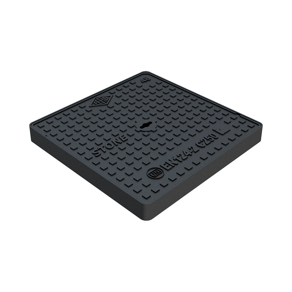 F31860016 POKLOPAC od LIJEVANOG ŽELJEZA klasa C250 serija STONE mjere vanjske 480 x 480 mm otvor bez okvira 404 x 404 mm visine 4...