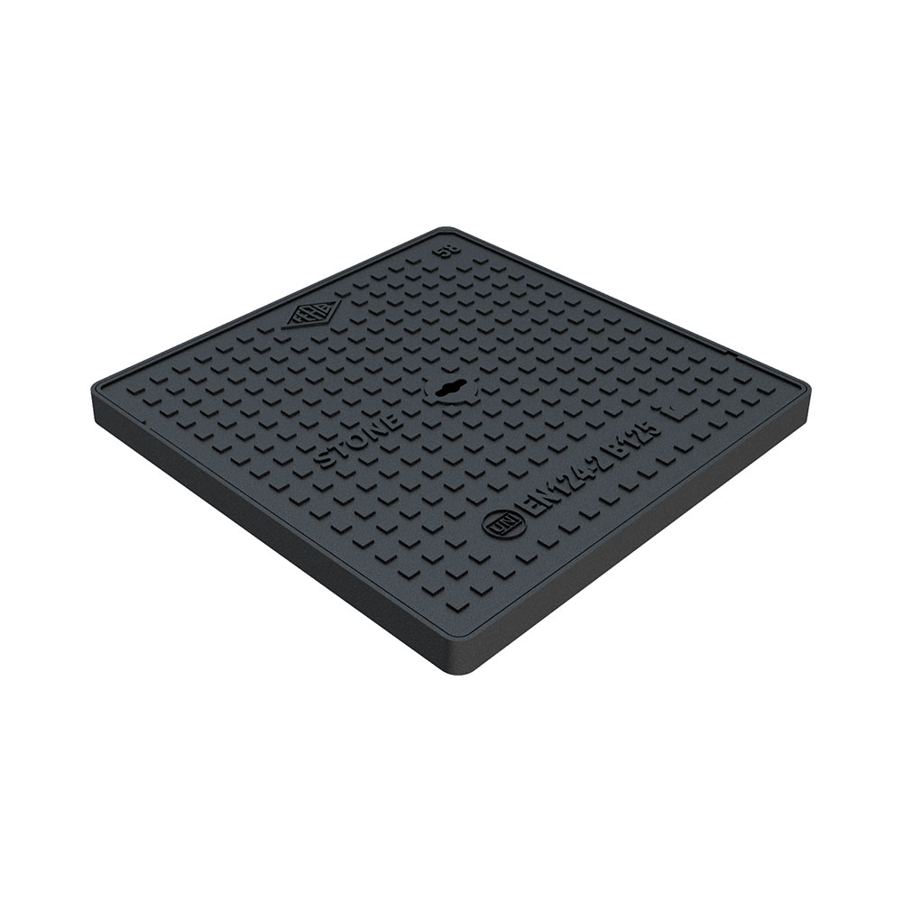 F31860019 POKLOPAC od LIJEVANOG ŽELJEZA klasa B125 serija STONE mjere vanjske 680 x 680 mm otvor bez okvira 604 x 604 mm visine 4...