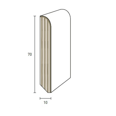 F3812710008 LAJSNA 70 x 10 lakirana BIJELA RAL 9016 letvica od 2,40 ml boja tanganica furnirana San Giuseppe